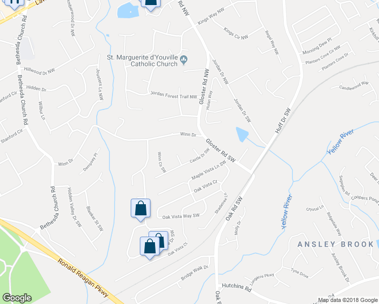 map of restaurants, bars, coffee shops, grocery stores, and more near 66 Earle Court in Lawrenceville