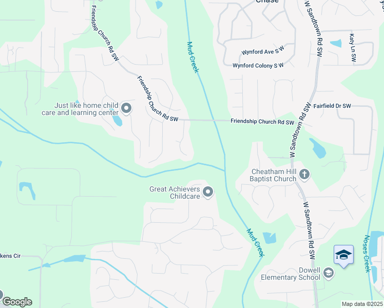 map of restaurants, bars, coffee shops, grocery stores, and more near 1765 Dew Place Southwest in Marietta