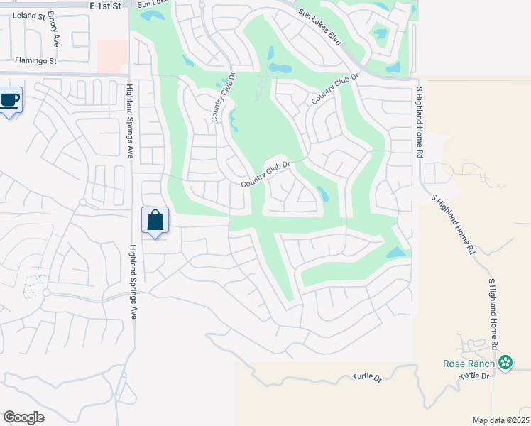 map of restaurants, bars, coffee shops, grocery stores, and more near 5653 Trevino Way in Banning