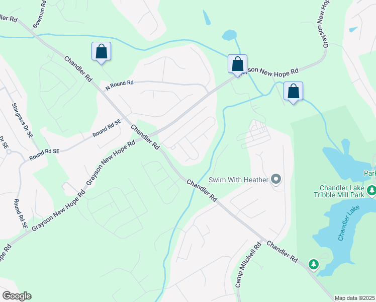 map of restaurants, bars, coffee shops, grocery stores, and more near 1918 White Top Road Southeast in Lawrenceville