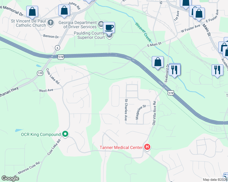 map of restaurants, bars, coffee shops, grocery stores, and more near 133 Saint Ann Circle in Dallas
