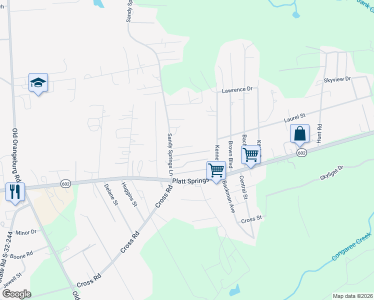 map of restaurants, bars, coffee shops, grocery stores, and more near 154 B Sandy Springs Lane in Lexington