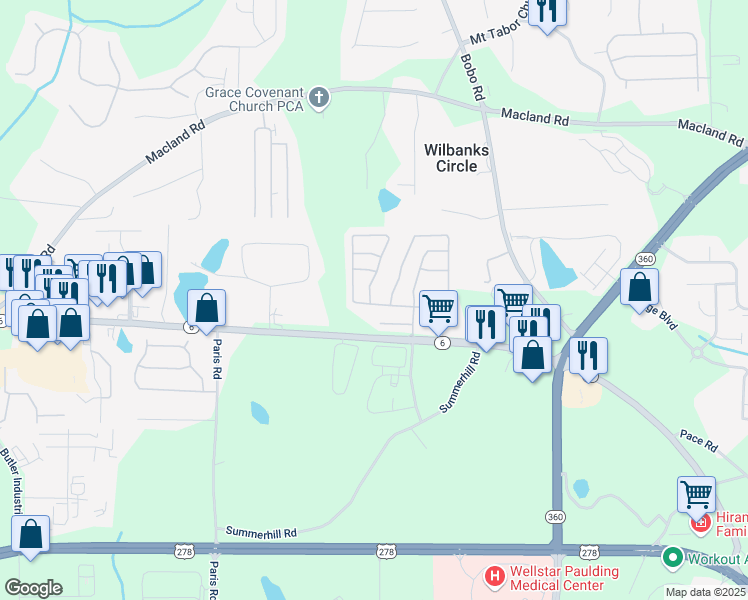 map of restaurants, bars, coffee shops, grocery stores, and more near 120 Arrowhead Drive in Dallas