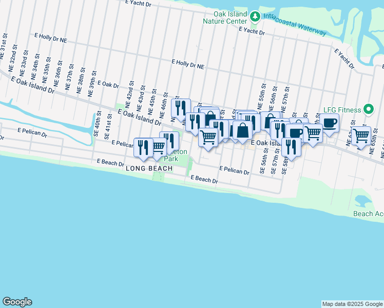 map of restaurants, bars, coffee shops, grocery stores, and more near 216-226 SE 49th St in Oak Island