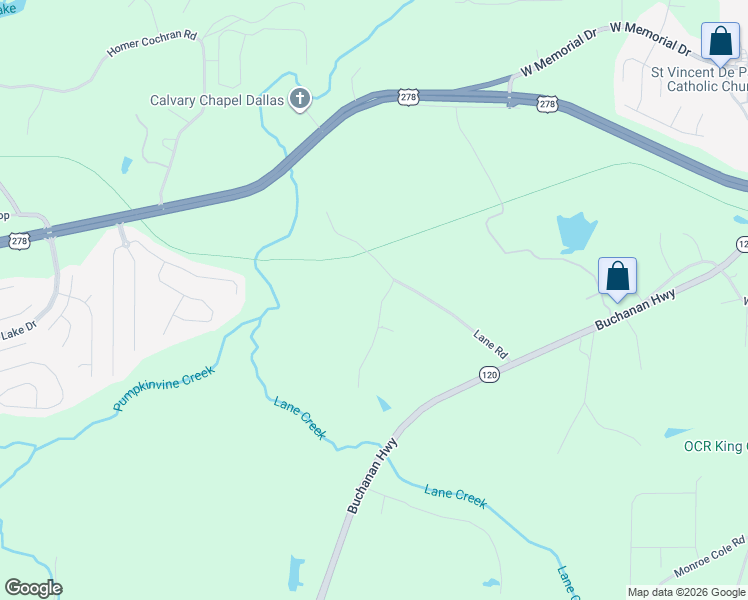 map of restaurants, bars, coffee shops, grocery stores, and more near 68 Pope Place in Dallas