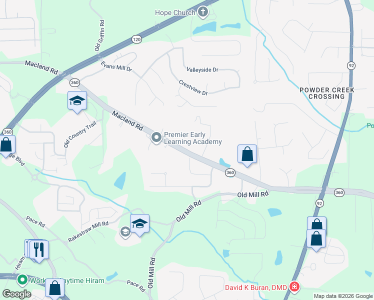 map of restaurants, bars, coffee shops, grocery stores, and more near 2805 Macland Road in Dallas