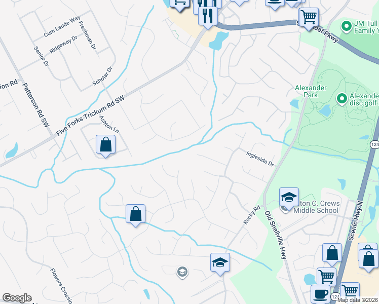 map of restaurants, bars, coffee shops, grocery stores, and more near 708 Carrington Court in Lawrenceville