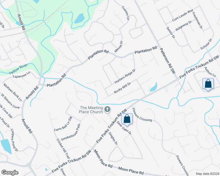 map of restaurants, bars, coffee shops, grocery stores, and more near 2191 Hunters Cove Drive in Lawrenceville