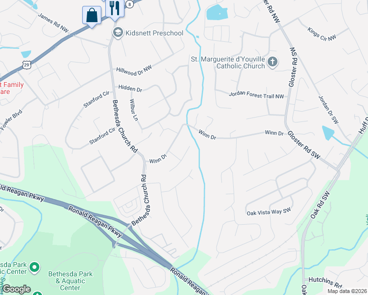 map of restaurants, bars, coffee shops, grocery stores, and more near 3002 Dempsey Place in Lawrenceville