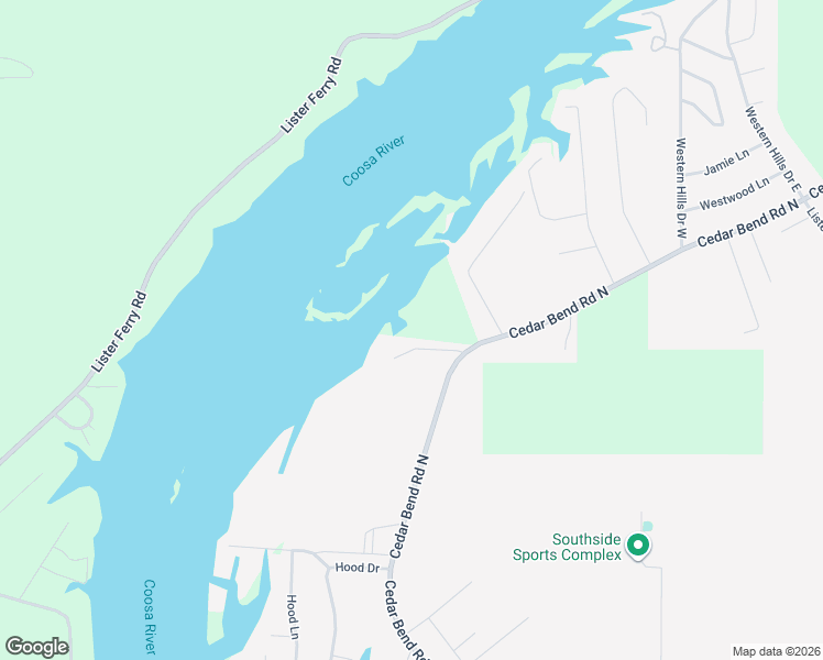 map of restaurants, bars, coffee shops, grocery stores, and more near 1120 Cedar Bend Road North in Southside