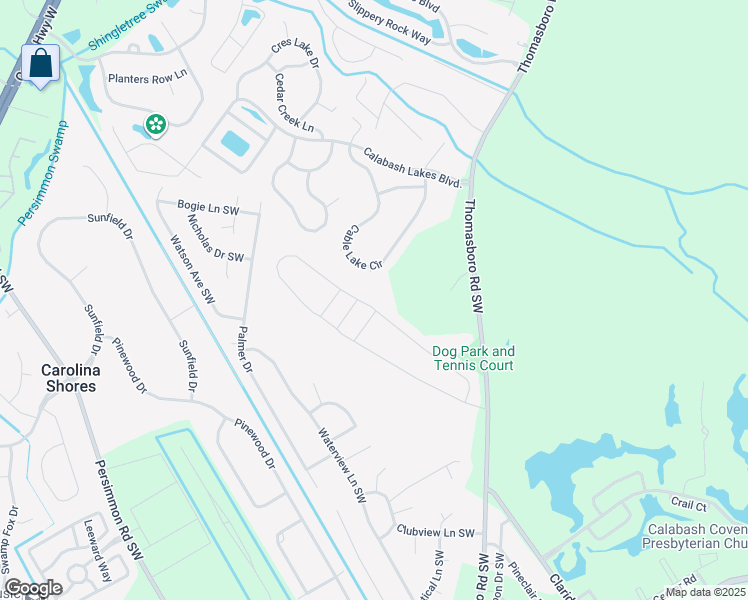 map of restaurants, bars, coffee shops, grocery stores, and more near 139 Lighthouse Cove Loop in Calabash