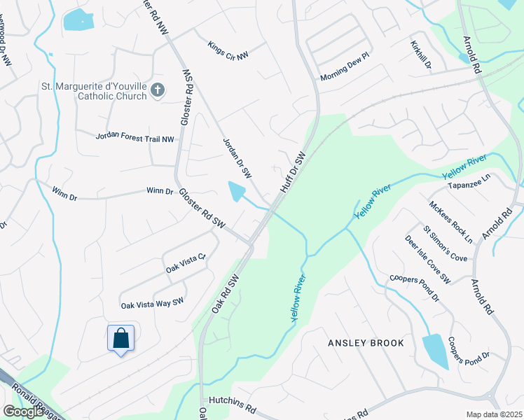map of restaurants, bars, coffee shops, grocery stores, and more near 2715 Huff Drive Southwest in Lawrenceville