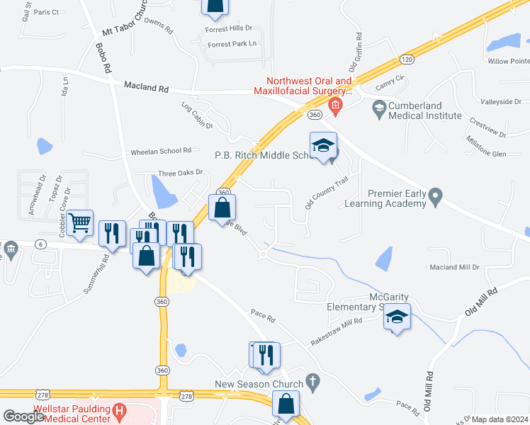 map of restaurants, bars, coffee shops, grocery stores, and more near 72 Brookvalley Commons in Dallas