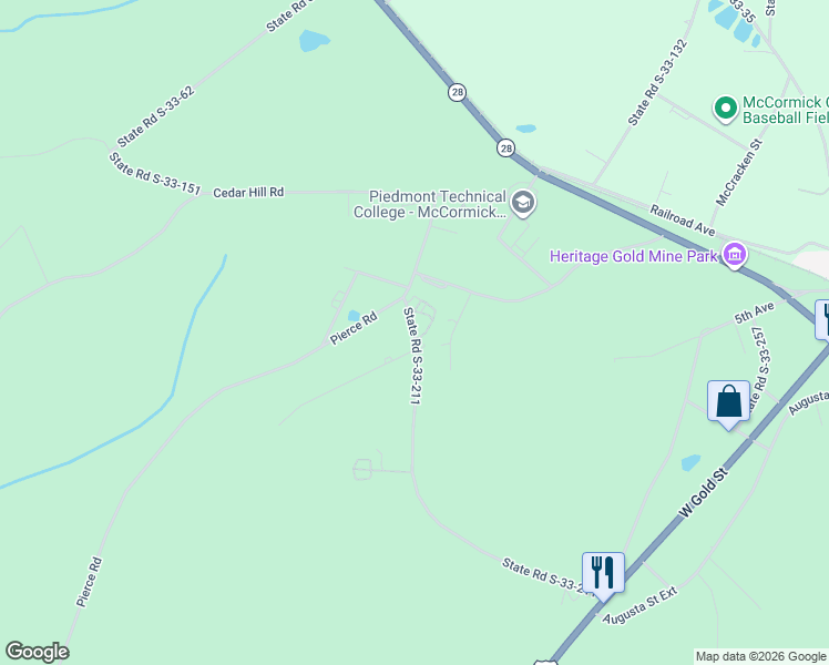 map of restaurants, bars, coffee shops, grocery stores, and more near 483 Talbert Road in McCormick