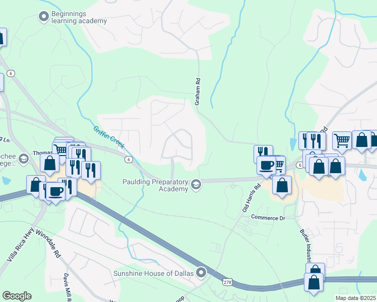 map of restaurants, bars, coffee shops, grocery stores, and more near 101 Heritage Club Trail in Dallas