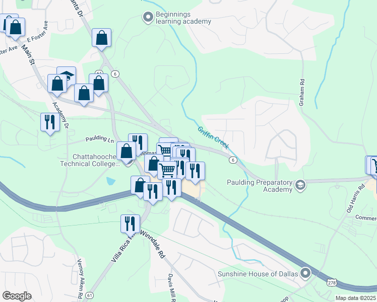 map of restaurants, bars, coffee shops, grocery stores, and more near 1170 Merchants Drive in Dallas