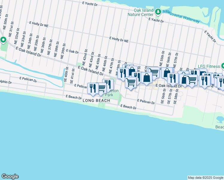 map of restaurants, bars, coffee shops, grocery stores, and more near 119 SE 48th St in Oak Island