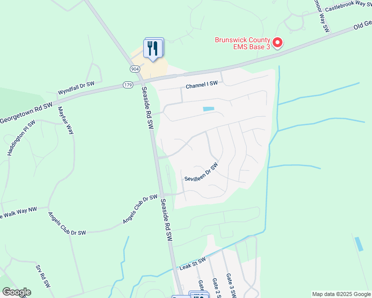 map of restaurants, bars, coffee shops, grocery stores, and more near 7168 Bonaventure Street Southwest in Ocean Isle Beach