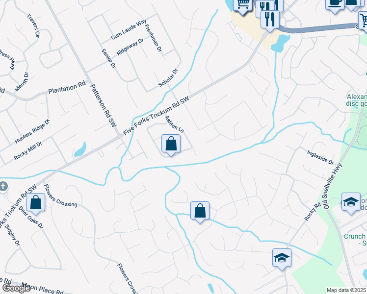 map of restaurants, bars, coffee shops, grocery stores, and more near 2000 Surrey Hill Circle in Lawrenceville