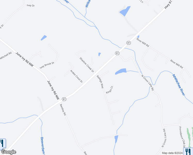 map of restaurants, bars, coffee shops, grocery stores, and more near 7320 Raleigh Way in Bethlehem