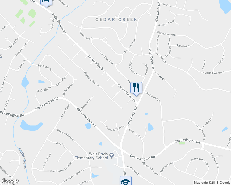 map of restaurants, bars, coffee shops, grocery stores, and more near 150 Alden Court in Athens