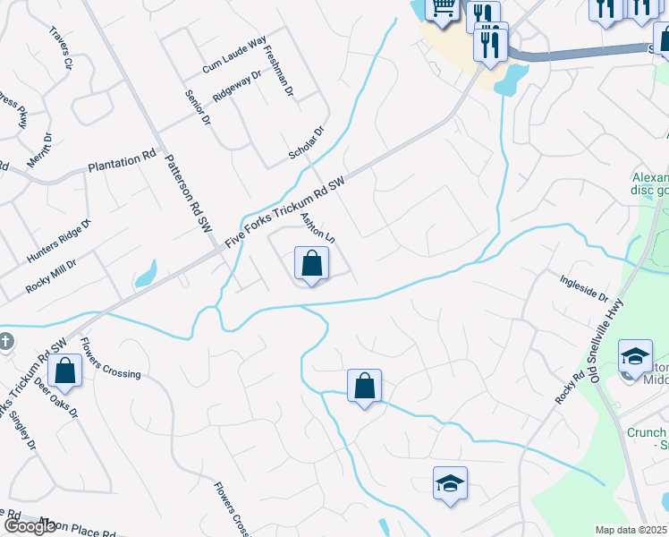 map of restaurants, bars, coffee shops, grocery stores, and more near 2000 Surrey Hill Circle in Lawrenceville