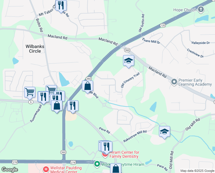 map of restaurants, bars, coffee shops, grocery stores, and more near 17 Brookvalley Court East in Dallas