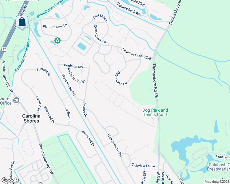 map of restaurants, bars, coffee shops, grocery stores, and more near 524 Lantern Light Way in Calabash