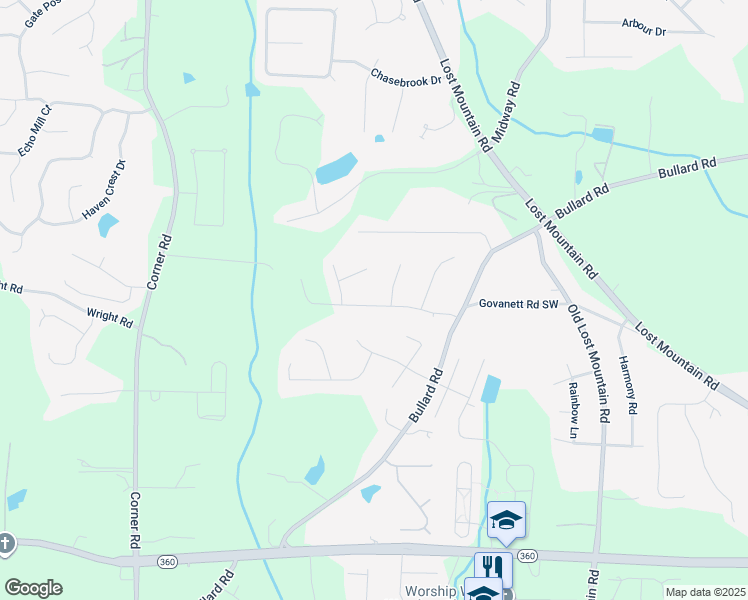 map of restaurants, bars, coffee shops, grocery stores, and more near 4834 West Mceachern Woods Drive in Powder Springs