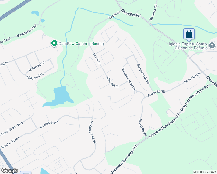 map of restaurants, bars, coffee shops, grocery stores, and more near 81 Wild Oat Court in Grayson