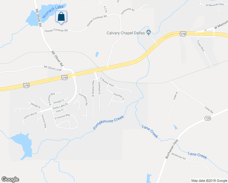 map of restaurants, bars, coffee shops, grocery stores, and more near 119 Overlook Court in Dallas