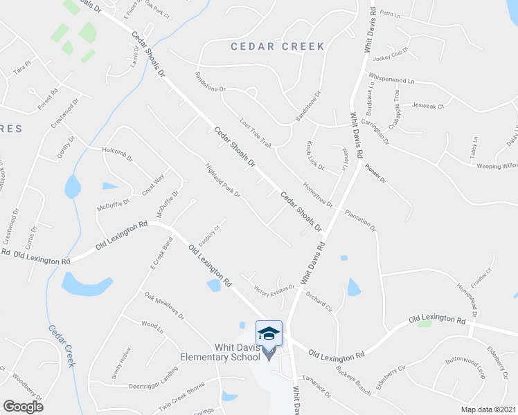 map of restaurants, bars, coffee shops, grocery stores, and more near 262 Highland Park Drive in Athens