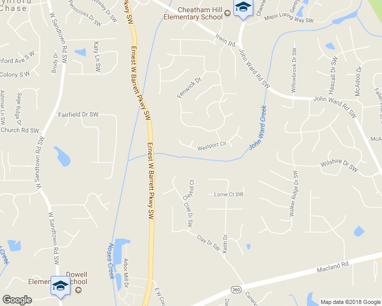 map of restaurants, bars, coffee shops, grocery stores, and more near 2412 Westport Circle in Marietta