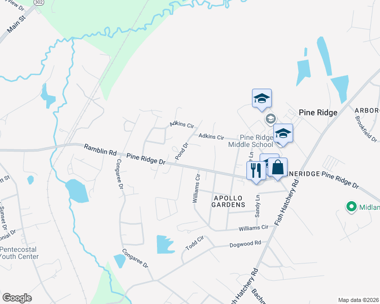 map of restaurants, bars, coffee shops, grocery stores, and more near 1112 Pond Drive in West Columbia
