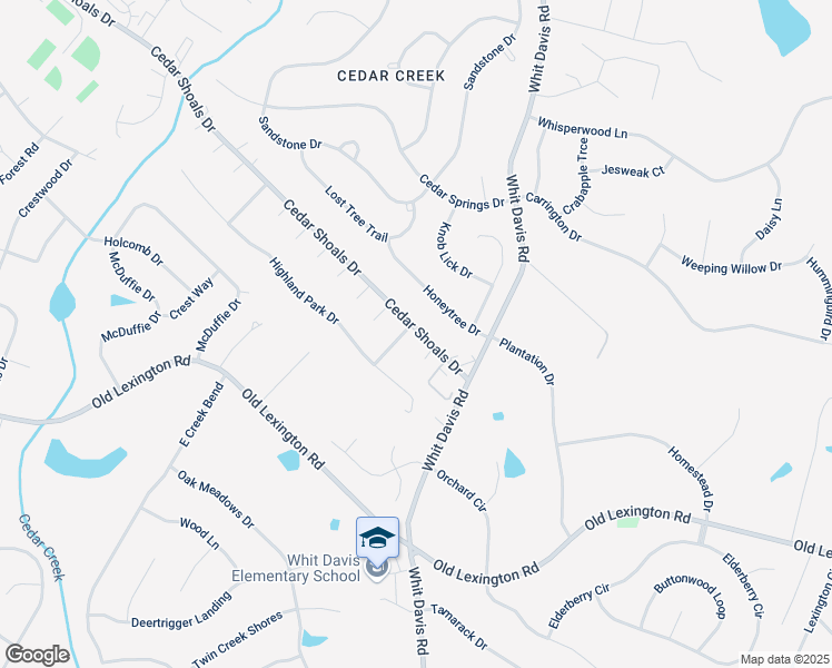 map of restaurants, bars, coffee shops, grocery stores, and more near 107 Redstone Drive in Athens