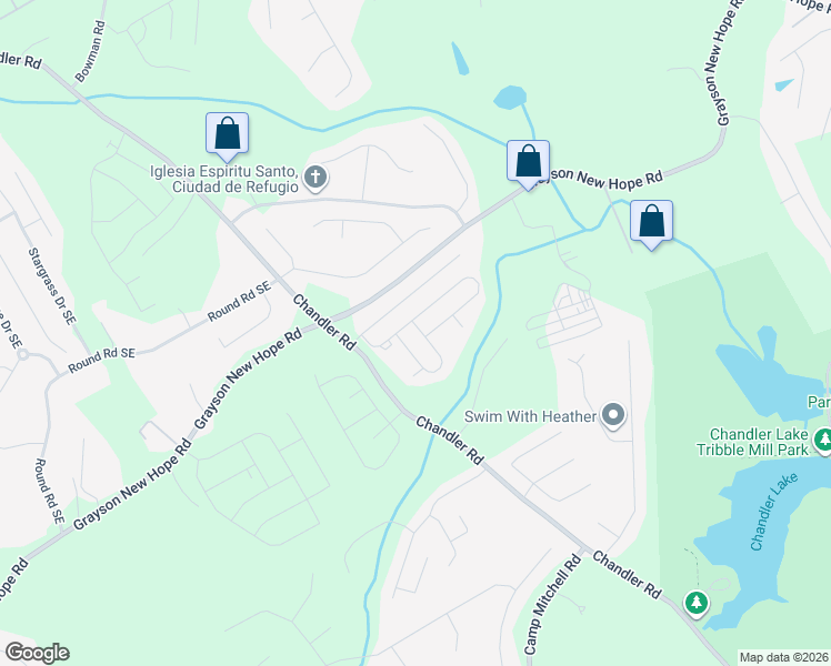 map of restaurants, bars, coffee shops, grocery stores, and more near 2078 White Top Road Southeast in Lawrenceville