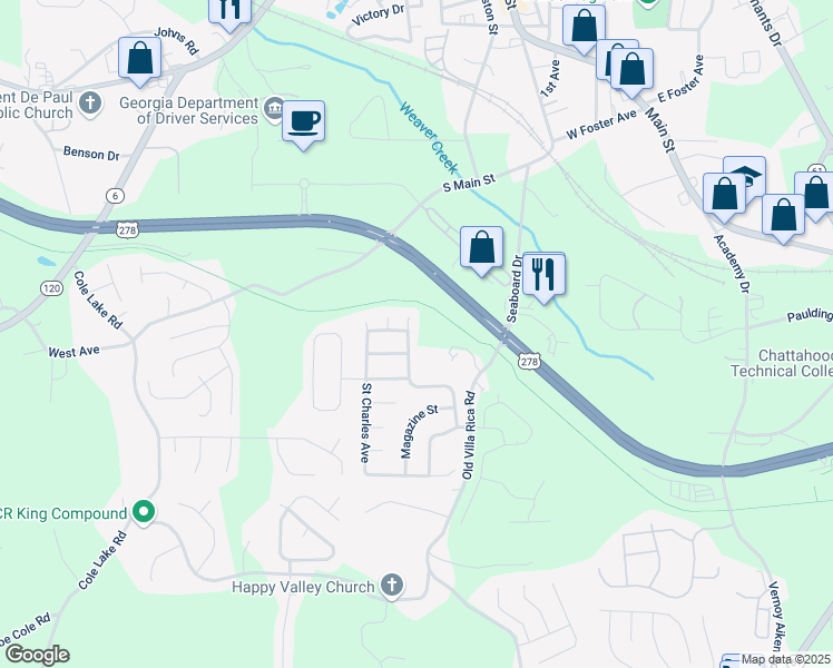 map of restaurants, bars, coffee shops, grocery stores, and more near 402 Lafayette Street in Dallas