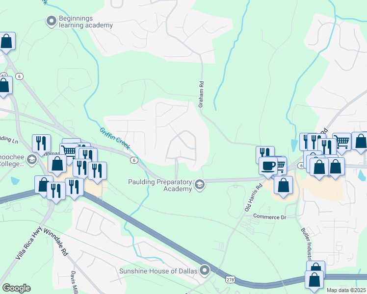 map of restaurants, bars, coffee shops, grocery stores, and more near 109 Heritage Club Trail in Dallas
