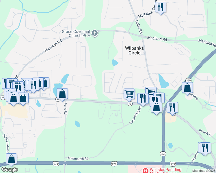 map of restaurants, bars, coffee shops, grocery stores, and more near 230 Arrowhead Drive in Dallas