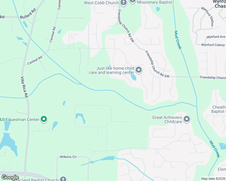 map of restaurants, bars, coffee shops, grocery stores, and more near 3454 Velma Drive in Powder Springs