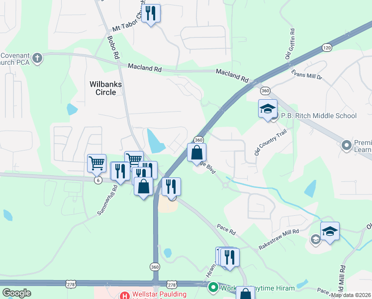 map of restaurants, bars, coffee shops, grocery stores, and more near Charles Hardy Parkway in Dallas