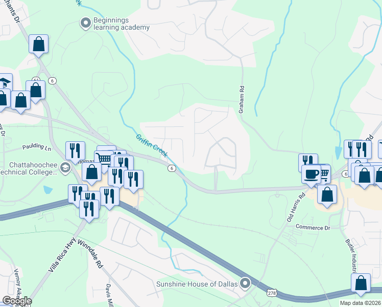 map of restaurants, bars, coffee shops, grocery stores, and more near 103 Aviary Lane in Dallas