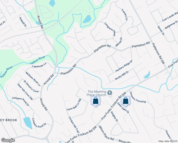 map of restaurants, bars, coffee shops, grocery stores, and more near 300 Rocky Cove Trail in Lawrenceville