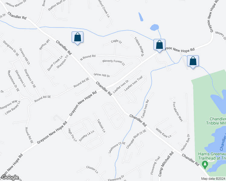 map of restaurants, bars, coffee shops, grocery stores, and more near 364 Leaflet Ives Drive in Lawrenceville