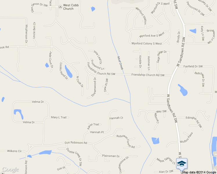 map of restaurants, bars, coffee shops, grocery stores, and more near 1685 Dew Place Southwest in Marietta