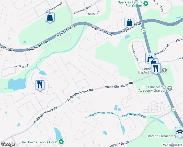 map of restaurants, bars, coffee shops, grocery stores, and more near 774 Marthas Drive in Lawrenceville