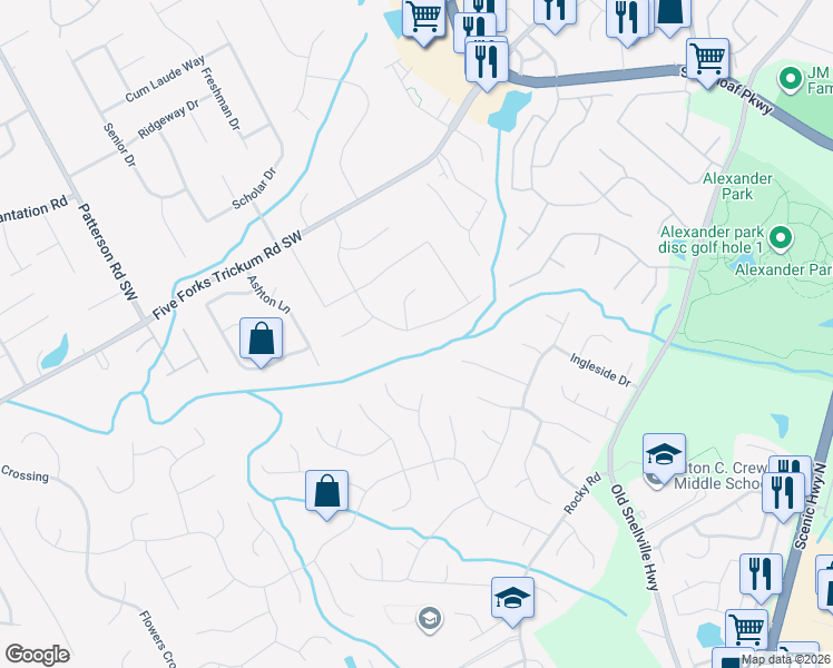 map of restaurants, bars, coffee shops, grocery stores, and more near 775 Oxford Hall Drive Southwest in Lawrenceville