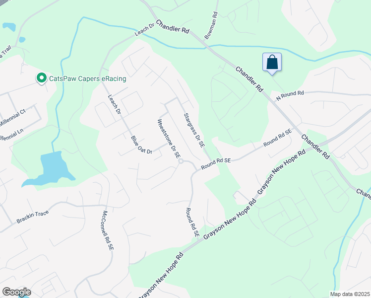 map of restaurants, bars, coffee shops, grocery stores, and more near 1741 Silvergrass Lane in Grayson
