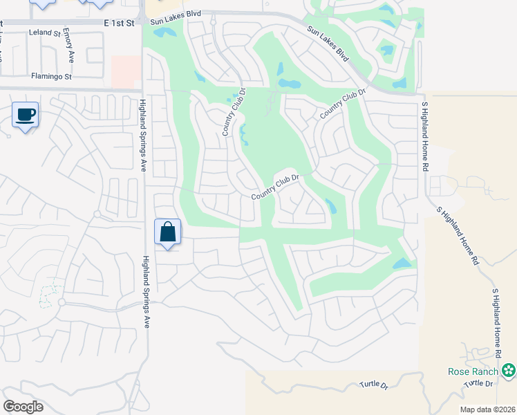 map of restaurants, bars, coffee shops, grocery stores, and more near 1495 Boca West Avenue in Banning