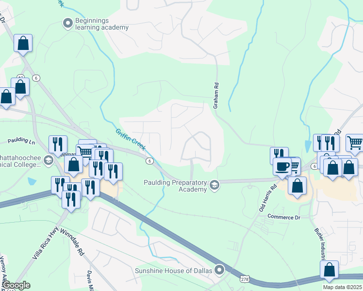 map of restaurants, bars, coffee shops, grocery stores, and more near 410 Heritage Club Circle in Dallas